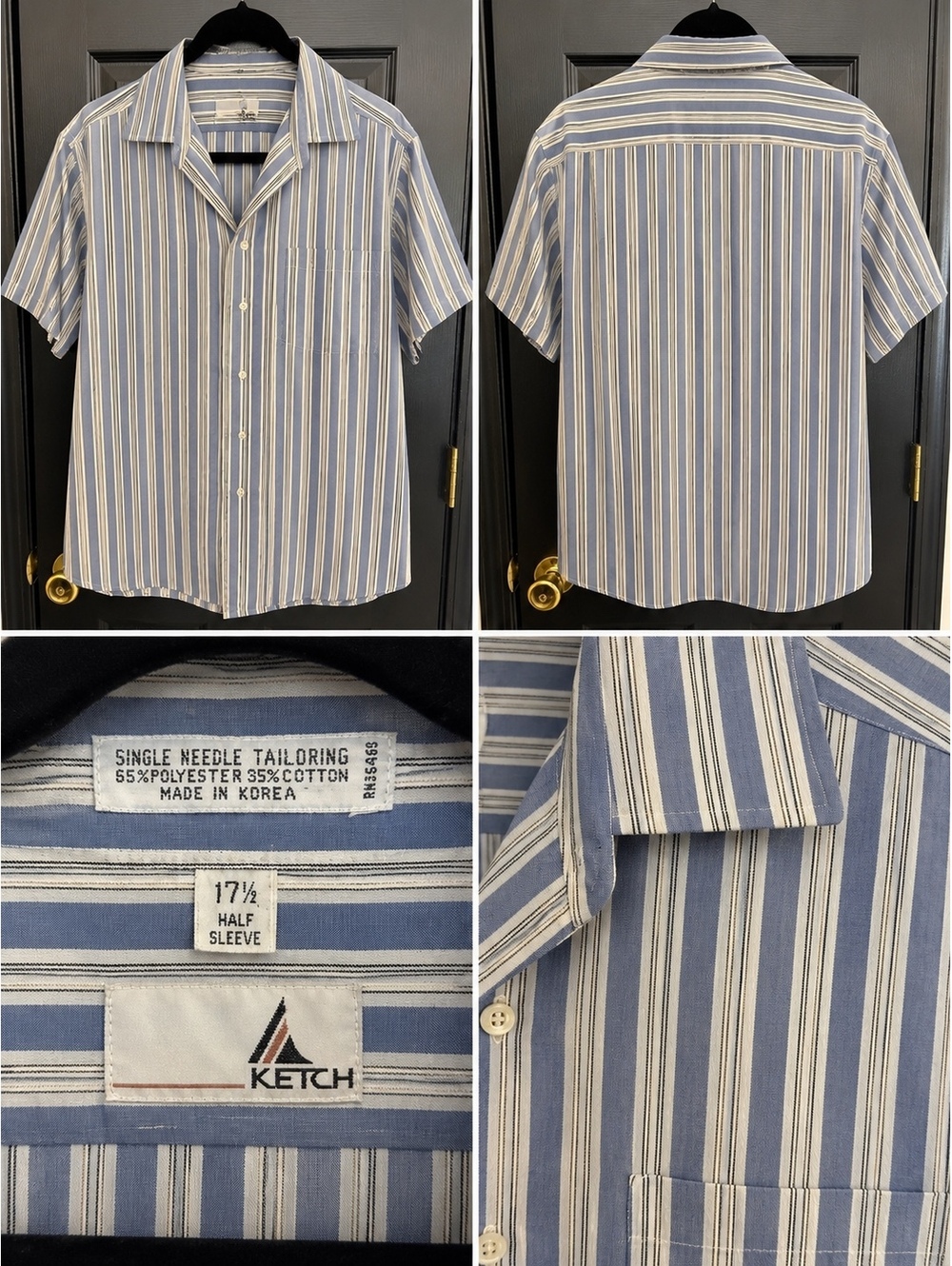 Ketch blue striped short sleeve button shirt